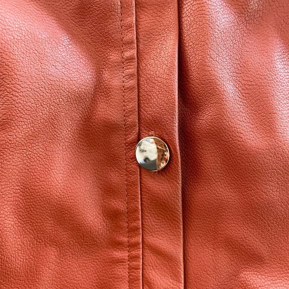 LOFT Copper Faux Leather Skirt Size 12 - Picture 3 of 8